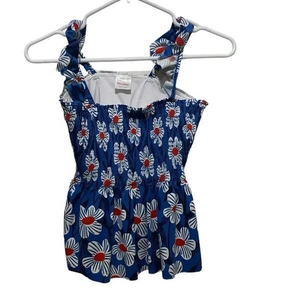 Hanna Andersson Blue Floral Smocked Tankini Top Size 12 - Picture 2 of 3